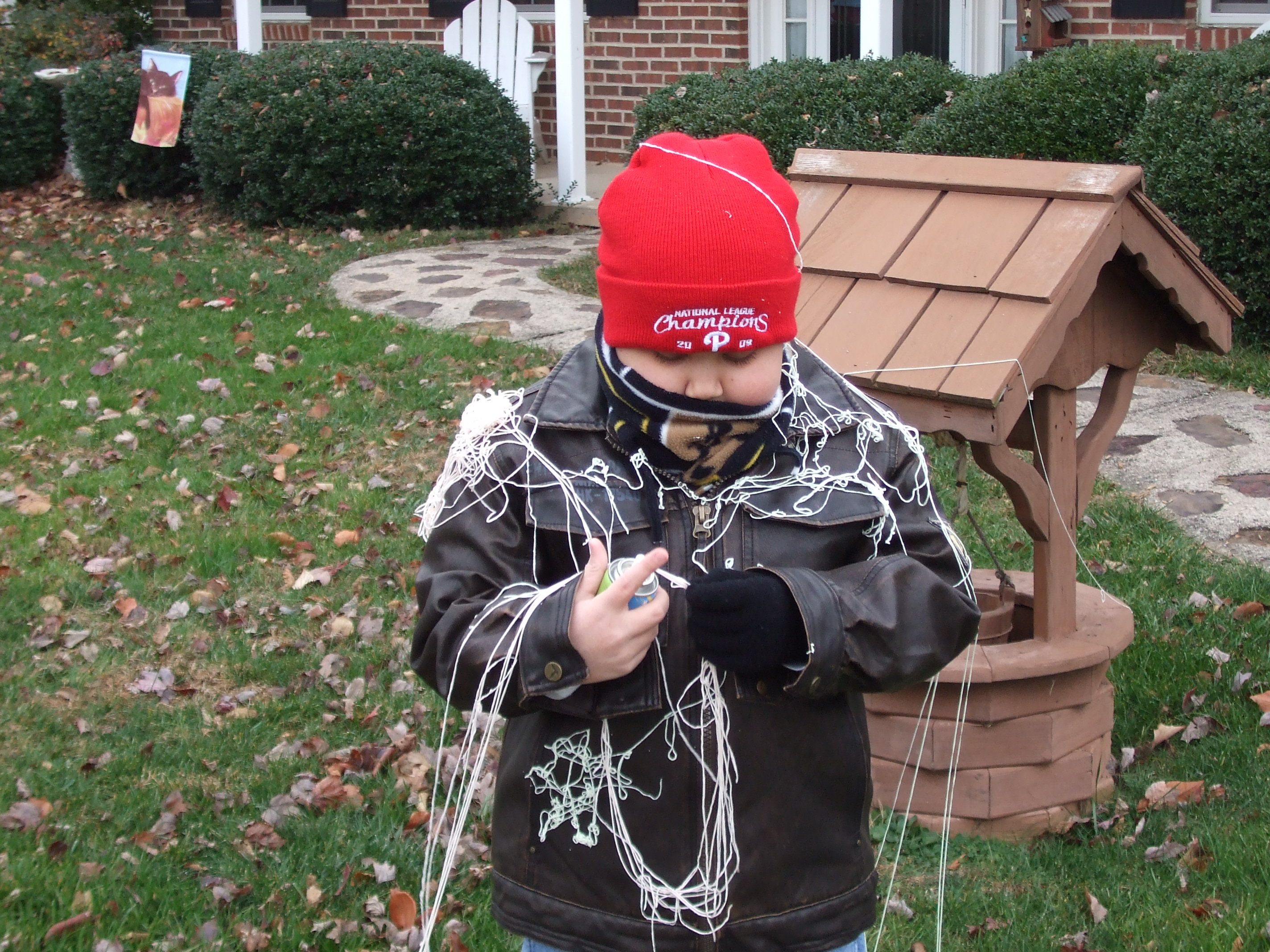 Austin got Eli with the Silly String as well.